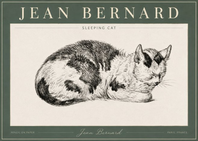 Jean Bernard Sleeping Cat I No4 - Póster