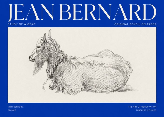 Jean Bernard Study of a Goat I No2 - Póster