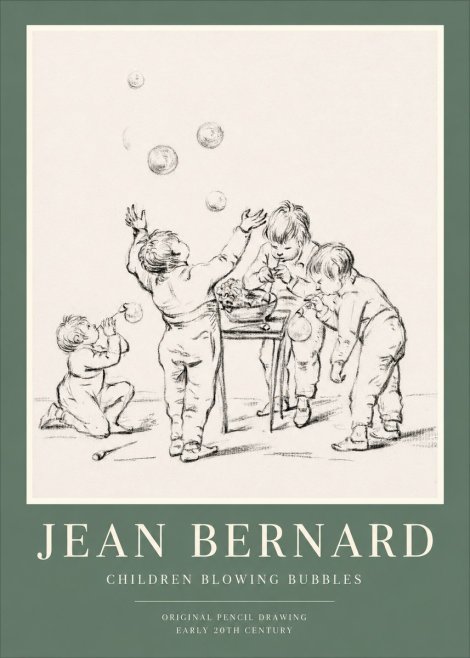 Jean Bernard Children Blowing Bubbles No1 - Póster