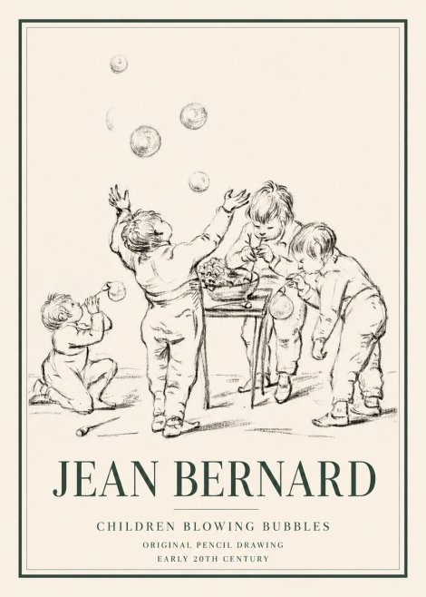 Jean Bernard Children Blowing Bubbles No3 - Póster