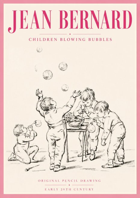 Jean Bernard Children Blowing Bubbles No5 - Póster