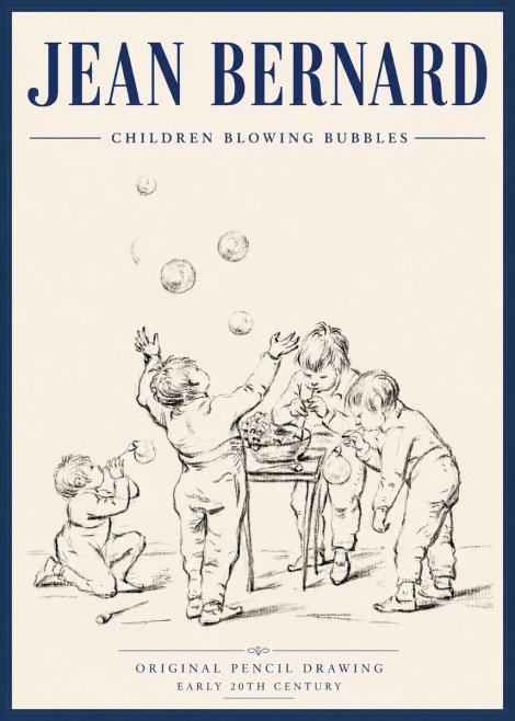 Jean Bernard Children Blowing Bubbles No6 - Póster