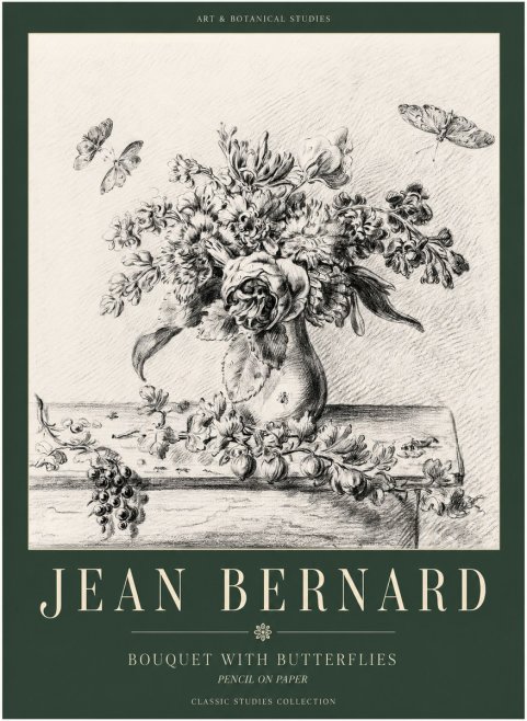 Jean Bernard Floral Still Life with Insects No3 - Póster