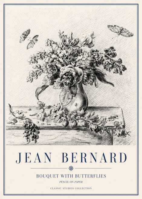 Jean Bernard Floral Still Life with Insects No5 - Póster
