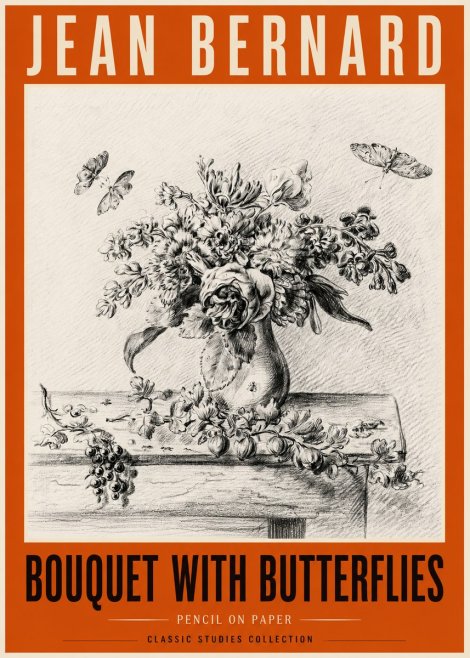 Jean Bernard Floral Still Life with Insects No6 - Póster