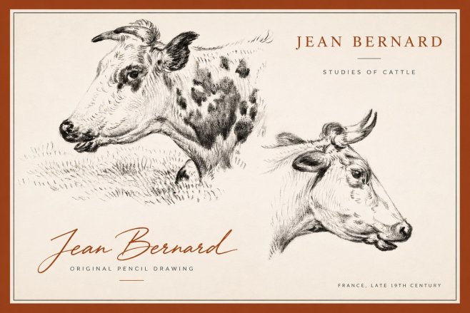 Jean Bernard Studies of Cattle I No3 - Póster