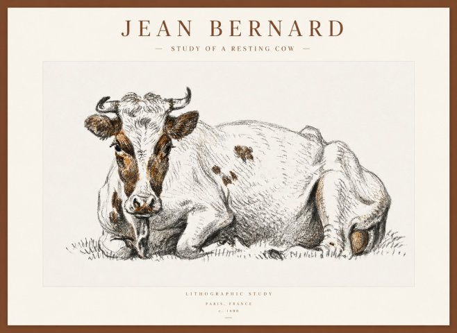 Jean Bernard Study of a Resting Cow III No1 - Póster