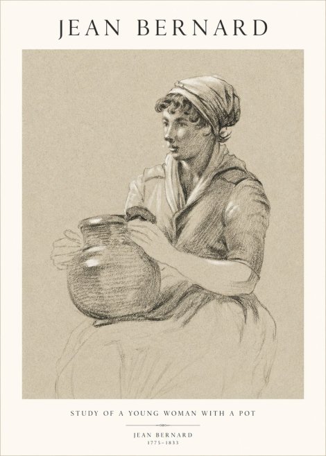 Jean Bernard Study of a Young Woman with a Pot No1 - Póster