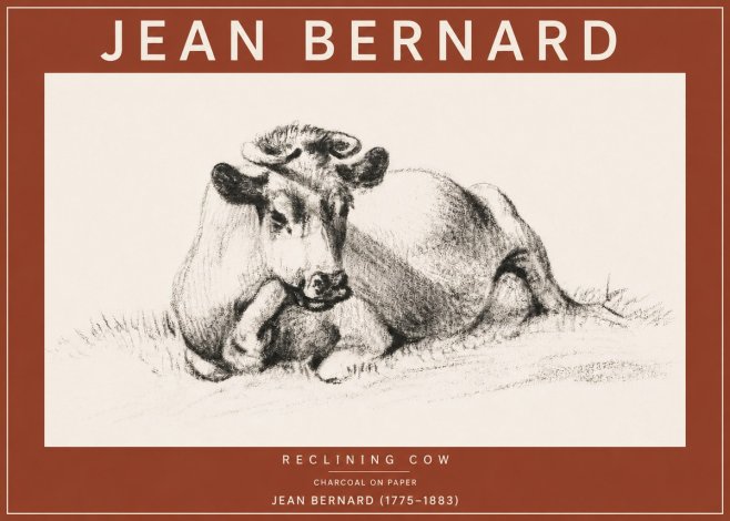Jean Bernard Reclining Cow I No4 - Póster