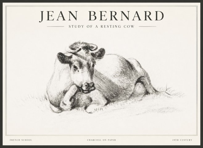Jean Bernard Reclining Cow I No5 - Póster