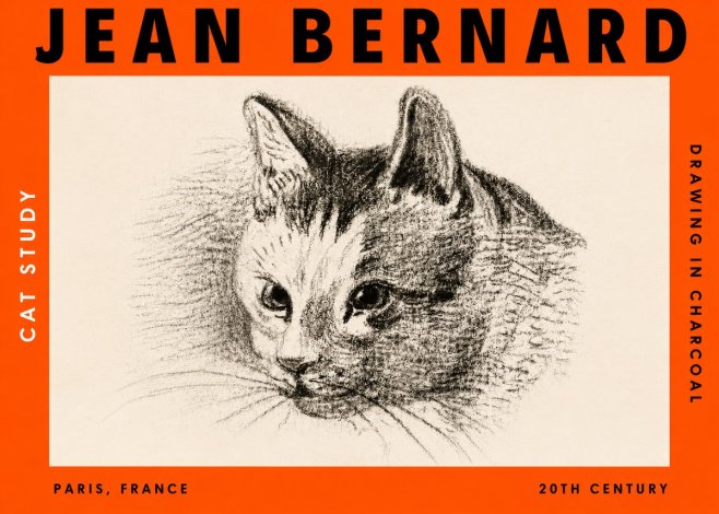 Jean Bernard Cat Study III No3 - Póster