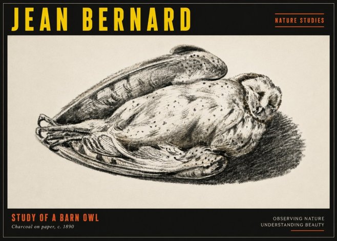 Jean Bernard Sleeping Owl No5 - Póster