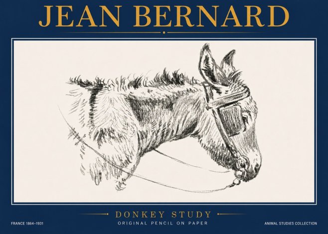 Jean Bernard Donkey Study II No4 - Póster