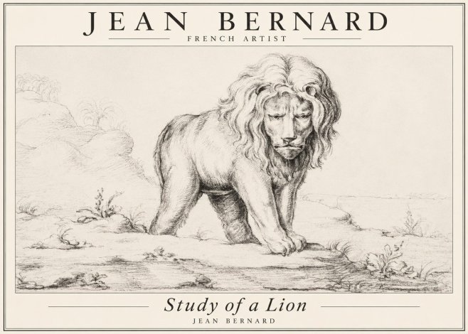 Jean Bernard Study of a Lion I No3 - Póster