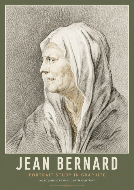 Jean Bernard Profile Study of a Hooded Figure No6 - Póster