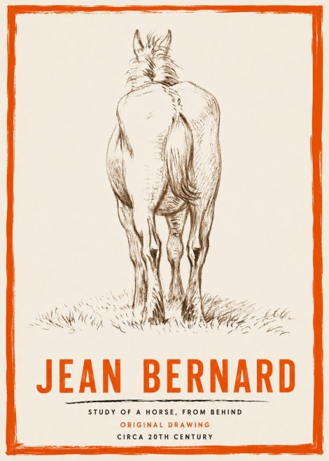 Jean Bernard Horse Study - from Behind No4 - Póster