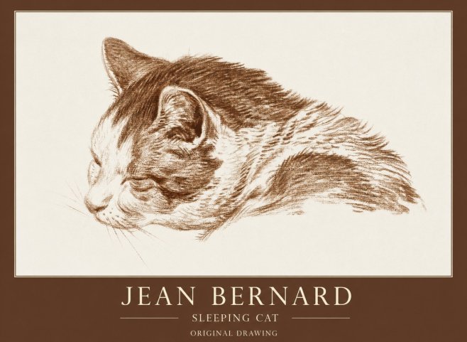 Jean Bernard Sleeping Cat II No1 - Póster