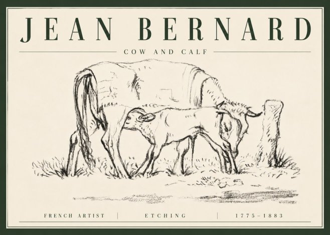 Jean Bernard Cow and Calf I No6 - Póster
