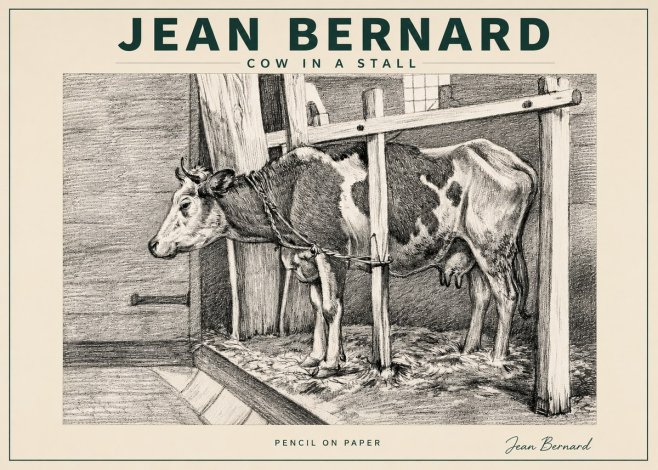 Jean Bernard Cow in a Stall No3 - Póster
