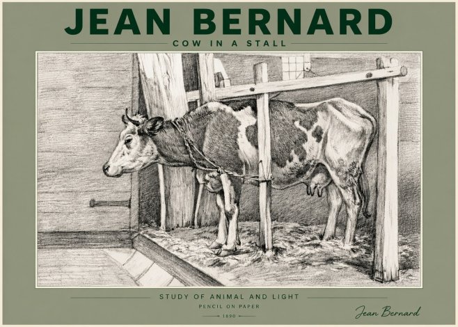 Jean Bernard Cow in a Stall No5 - Póster