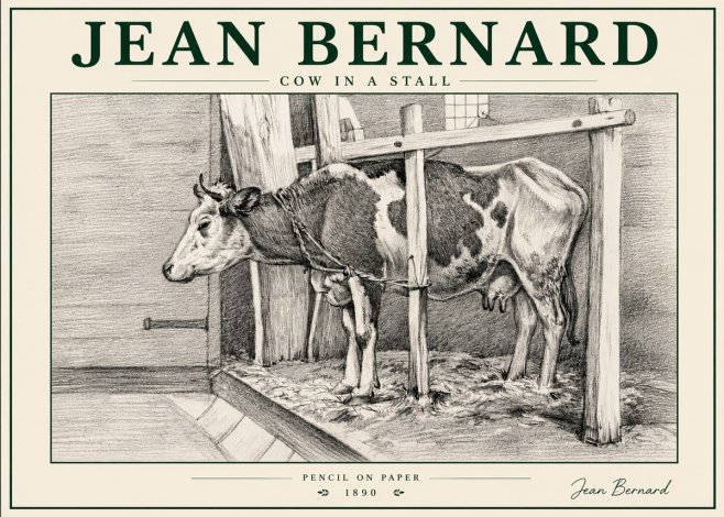 Jean Bernard Cow in a Stall No6 - Póster