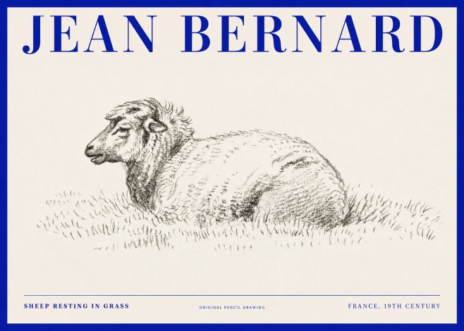 Jean Bernard Sheep Resting in Grass No2 - Póster