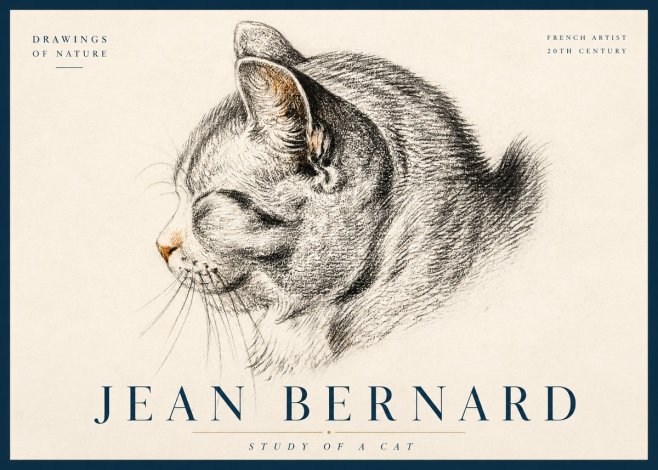 Jean Bernard Study of a Cat I No3 - Póster