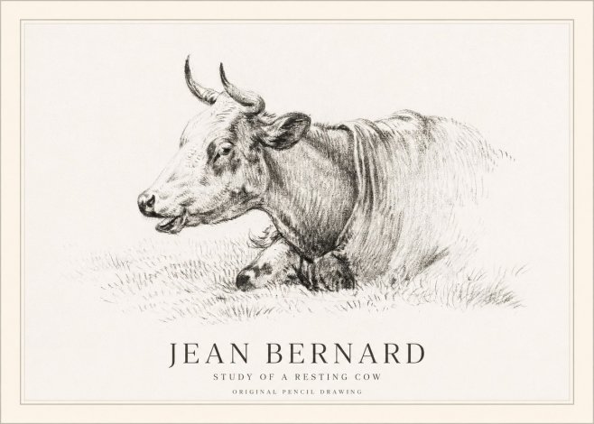 Jean Bernard Study of a Resting Cow IV No1 - Póster