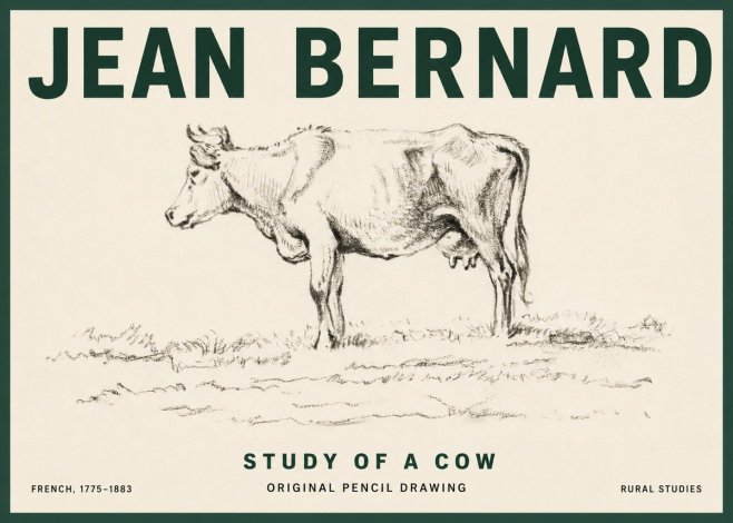 Jean Bernard Study of a Cow III No3 - Póster