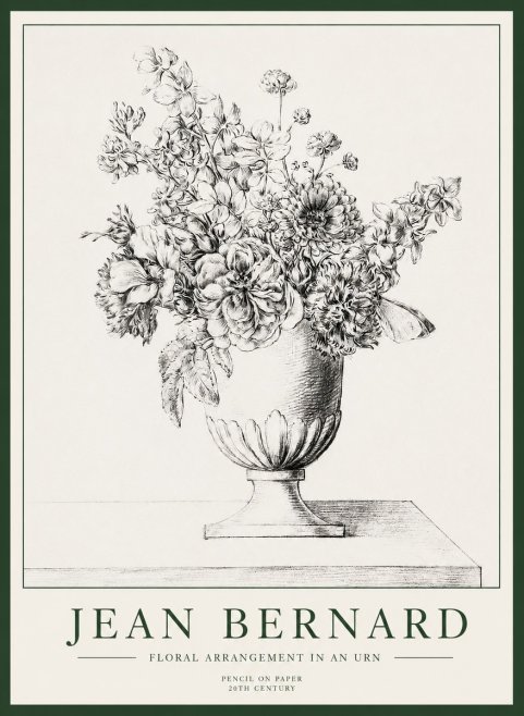 Jean Bernard Floral Arrangement in an Urn No1 - Póster