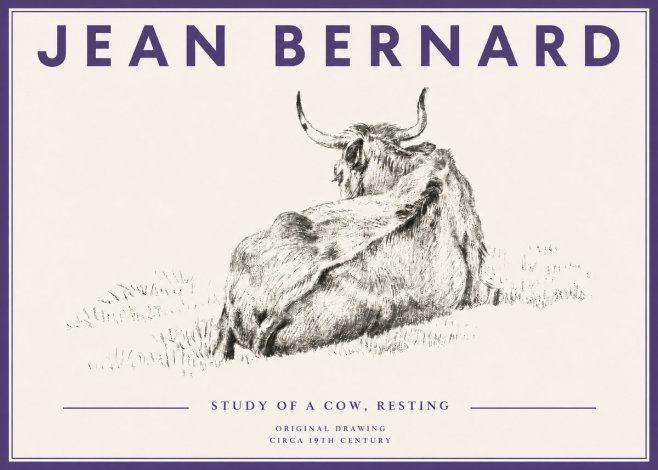Jean Bernard Resting Bovine - Study in Graphite No5 - Póster