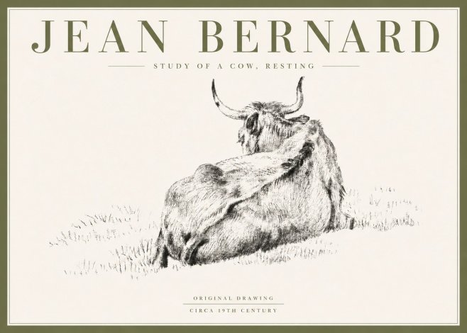 Jean Bernard Resting Bovine - Study in Graphite No6 - Póster