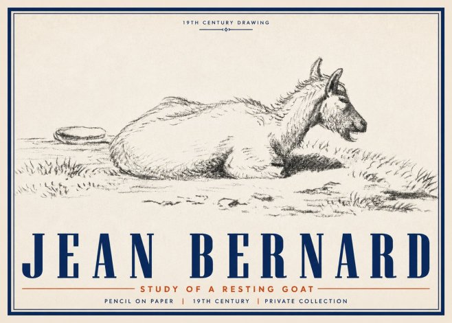 Jean Bernard Study of a Resting Goat No5 - Póster