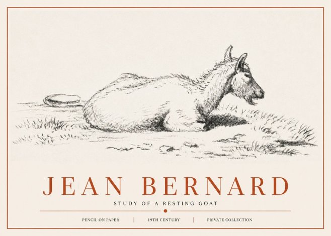 Jean Bernard Study of a Resting Goat No6 - Póster