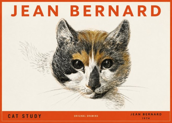 Jean Bernard Study of a Cat II No4 - Póster