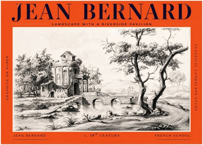 Jean Bernard Riverside Landscape with Bridge and Tower No3 - Póster