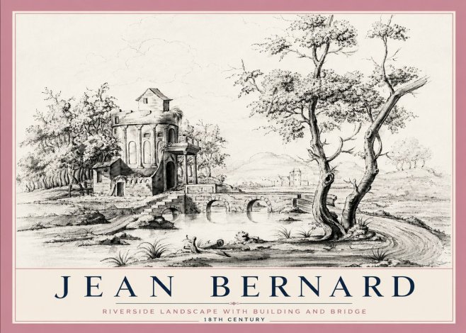 Jean Bernard Riverside Landscape with Bridge and Tower No6 - Póster