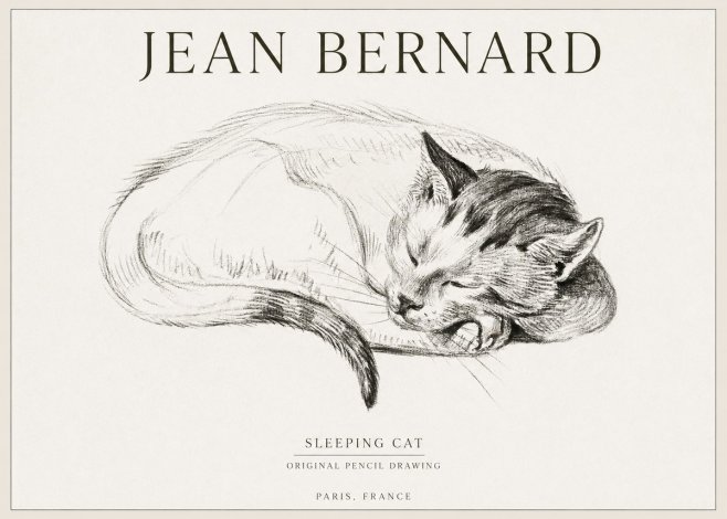 Jean Bernard Sleeping Cat IV No1 - Póster