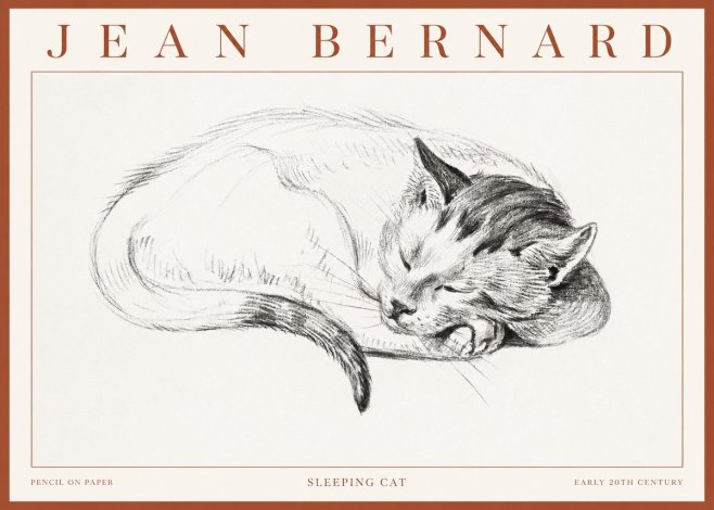 Jean Bernard Sleeping Cat IV No3 - Póster