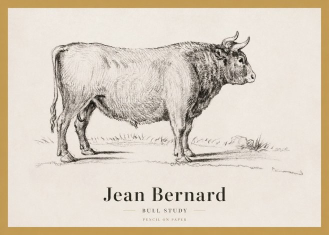 Jean Bernard Study of a Bull I No4 - Póster