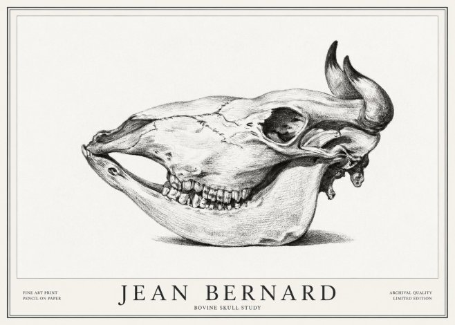 Jean Bernard Bovine Skull Study No1 - Póster