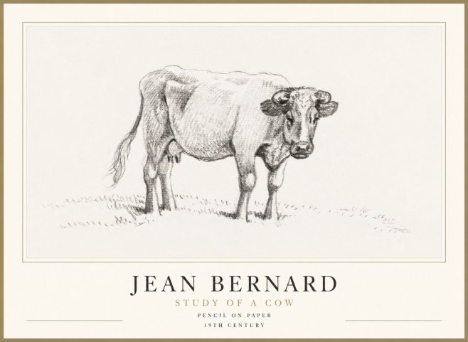 Jean Bernard Study of a Cow V No1 - Póster