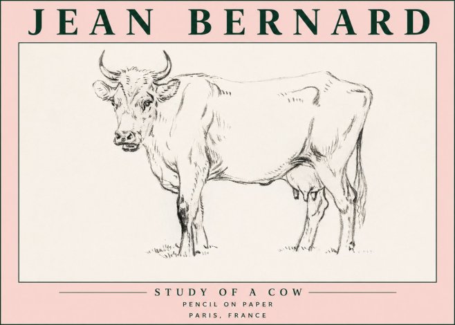 Jean Bernard Study of a Cow VI No5 - Póster