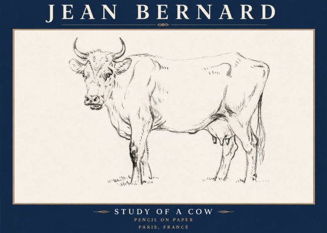 Jean Bernard Study of a Cow VI No6 - Póster