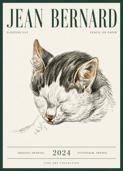 Jean Bernard Sleeping Cat V No6 - Póster