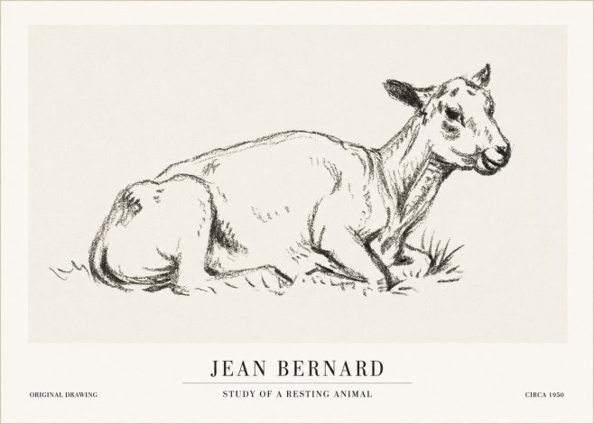 Jean Bernard Study of a Resting Animal No1 - Póster