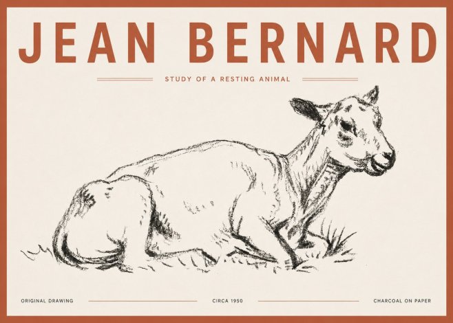 Jean Bernard Study of a Resting Animal No5 - Póster