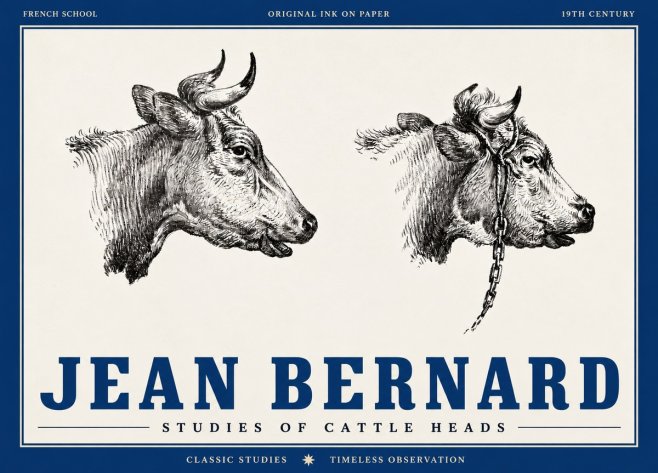 Jean Bernard Studies of Cattle Heads No4 - Póster