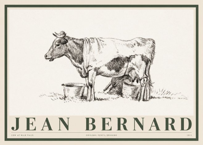Jean Bernard Cow at Milk Pails No1 - Póster