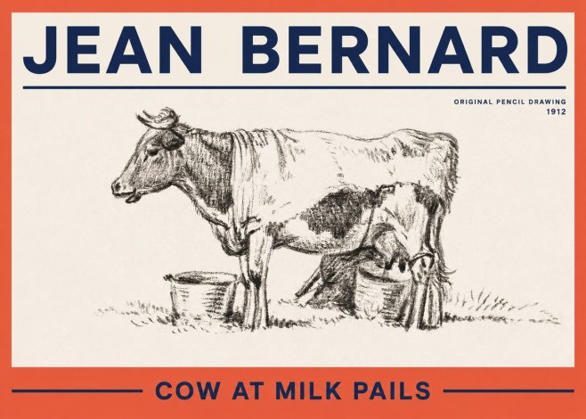 Jean Bernard Cow at Milk Pails No2 - Póster